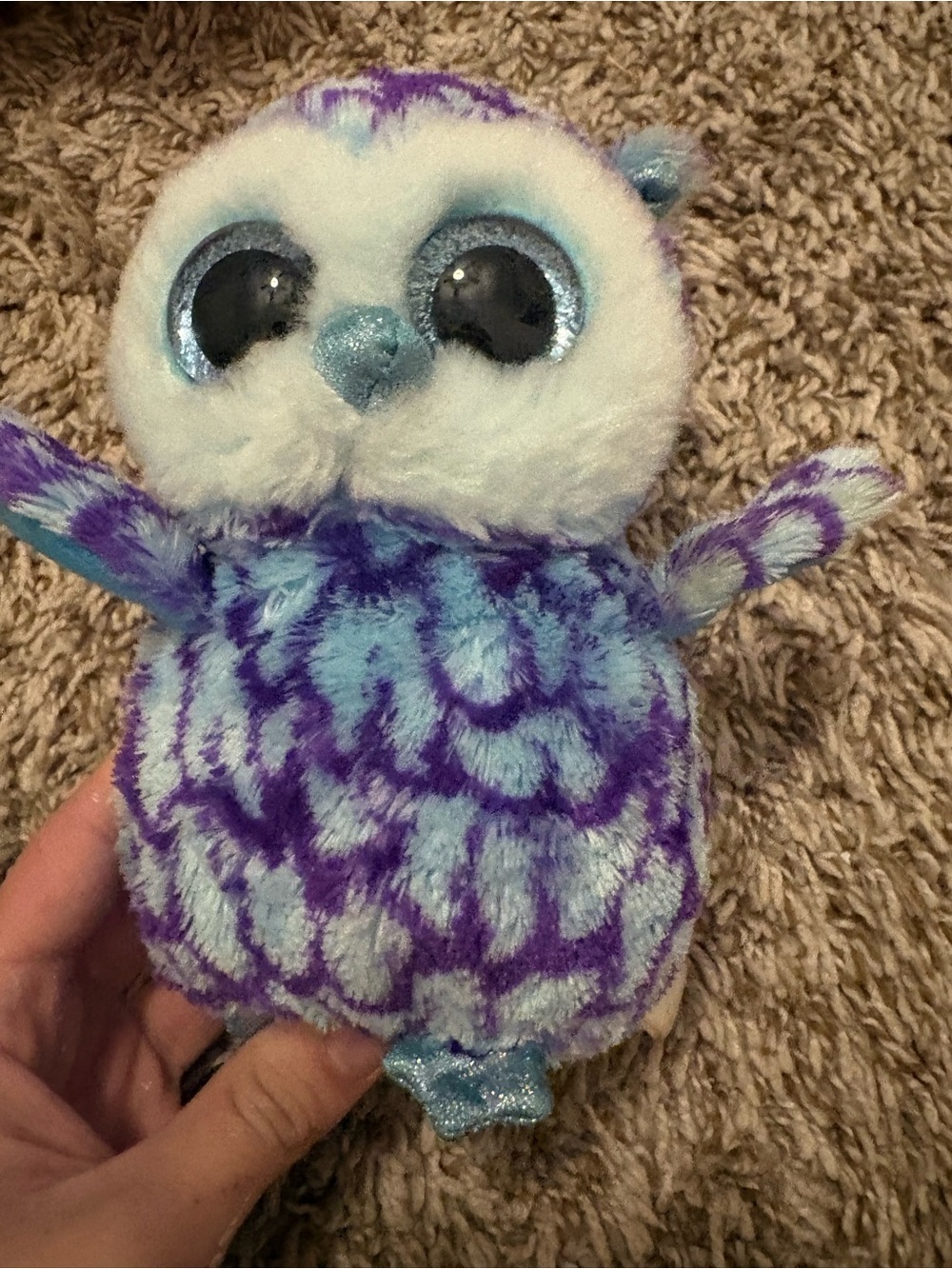 Ty Purple and Light Blue Sparkle-Eye Owl Plush